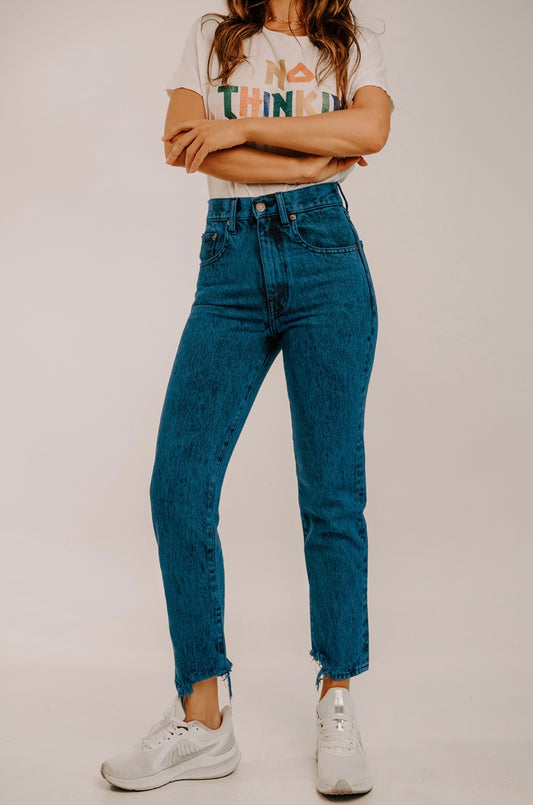 KENDALL marble blue jeans